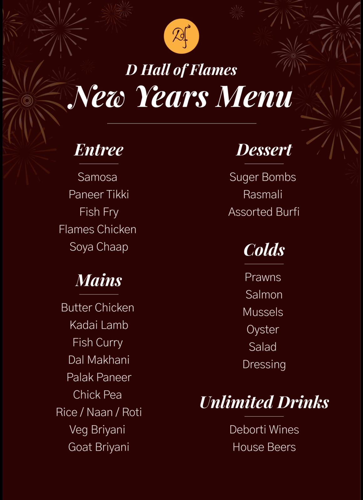 NYE Menu
